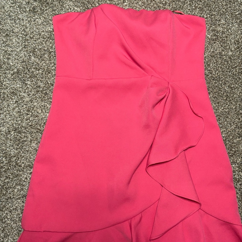 The Impeccable Pig Strapless Pink Ruffle Cocktail Dress Women’s Large - Picture 5 of 12